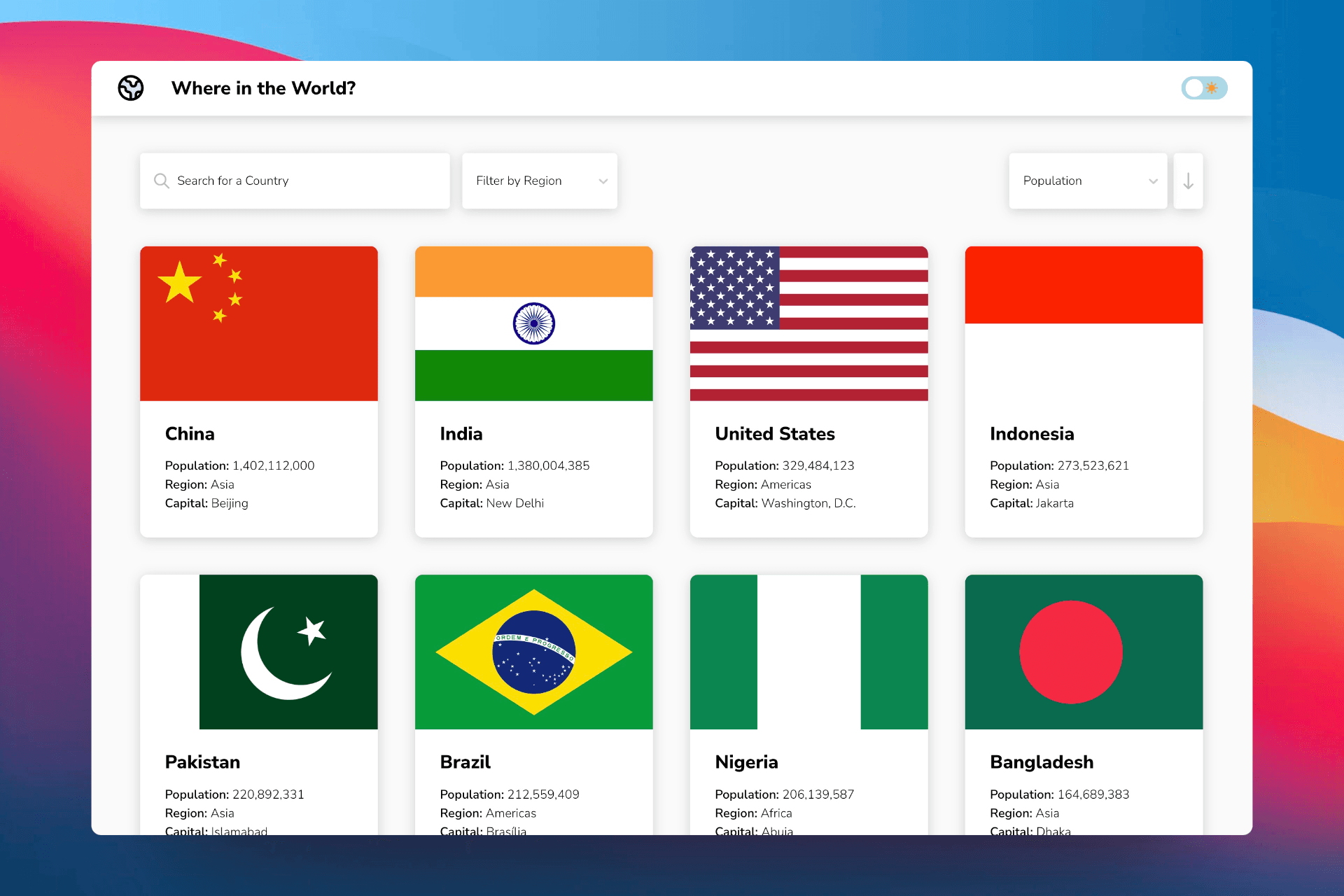 REST Homepage in light-mode colour scheme